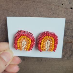 Beaded homemade rainbow earrings